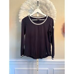 GOLFTINI NAVY WITH MESH TRIM LONG SLEEVE TOP SIZE M